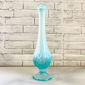 Blue Fenton Glass Bud Vase